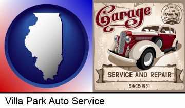 an auto service and repairs garage sign in Villa Park, IL